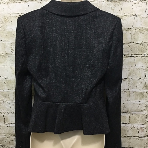 Ann Taylor Black Woven Wool Blend Peplum Blazer - Picture 3 of 5